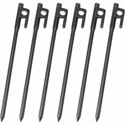 SINCèREETALI 6pcs Clous De Tente En Acier Forgé Clous Robustes Clous De Sol Dur Pour Camping 20 Cm (noir)