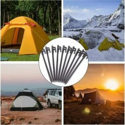 SINCèREETALI 6pcs Clous De Tente En Acier Forgé Clous Robustes Clous De Sol Dur Pour Camping 20 Cm (noir) -Pergola Soldes 63819471 3
