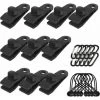 FOZIY Lot De 10 Clips De Bâche Support De Bâche Pour Extérieur Avec Attache En Toile Et Cordon élastique + Mousqueton En Forme De D Pour Bâches, Auvents, Camping, Caravane, Couvertures De Voiture，Fonepro