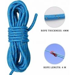 GroupM Bleu 4m X 4 Sac En Filet Tente De Camping En Plein Air Corde 4mm Corde D'épaisseur Ensemble De Corde Réfléchissante -Pergola Soldes 63894492 4