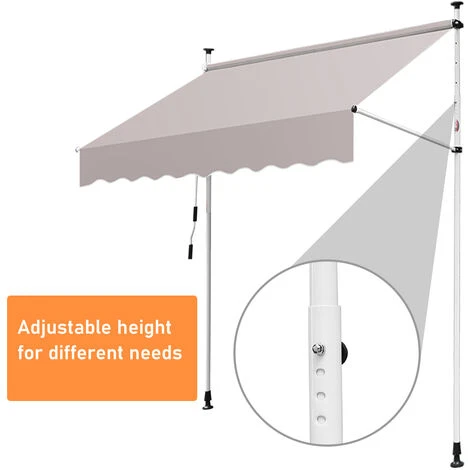 TolleTour Auvent Rétractable Manuel Balcon, Store Banne Balcon Protection Solaire Avec Manivelle, Hauteur Réglable Gris 150x120cm 5 TolleTour Auvent Rétractable Manuel Balcon, Store Banne Balcon Protection Solaire Avec Manivelle, Hauteur Réglable Gris 150x120cm – Image 3