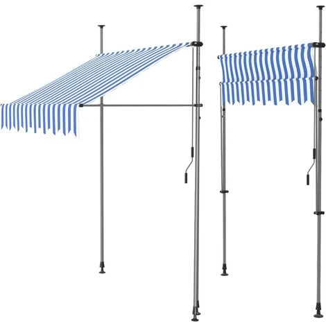 AICOK Auvent Balcon, Store Balcon Imperméable Avec Manivelle, Sans Perçage, Résistant Aux UV Réglable En Hauteur, 250 X 120 Cm, En Métal Et Polyester, Bleu Et Blanc 5 AICOK Auvent Balcon, Store Balcon Imperméable Avec Manivelle, Sans Perçage, Résistant Aux UV Réglable En Hauteur, 250 X 120 Cm, En Métal Et Polyester, Bleu Et Blanc – Image 3