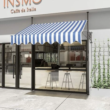 AICOK Auvent Balcon, Store Balcon Imperméable Avec Manivelle, Sans Perçage, Résistant Aux UV Réglable En Hauteur, 250 X 120 Cm, En Métal Et Polyester, Bleu Et Blanc 7 AICOK Auvent Balcon, Store Balcon Imperméable Avec Manivelle, Sans Perçage, Résistant Aux UV Réglable En Hauteur, 250 X 120 Cm, En Métal Et Polyester, Bleu Et Blanc – Image 5