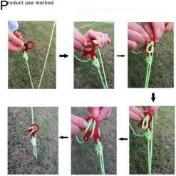 AOUGO Lot De 10 Ajusteurs De Cordon De Boucle De Corde De Vent En Aluminium Pour Tente Camping Randonnée Sac à Dos Activité De Plein Air, Rouge -Pergola Soldes 63967081 5