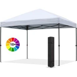 LEISEN Tonnelle étanche Pop Up De Jardin 2,4 X 2,4 M - Protection Solaire - Série Central Lock - Blanc