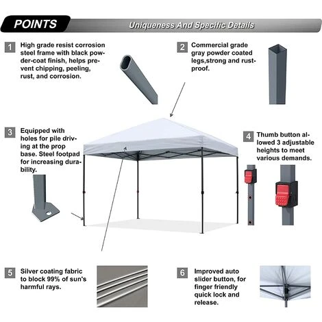 LEISEN Tonnelle étanche Pop Up De Jardin 2,4 X 2,4 M - Protection Solaire - Série Central Lock - Blanc 6 LEISEN Tonnelle étanche Pop Up De Jardin 2,4 X 2,4 M - Protection Solaire - Série Central Lock - Blanc – Image 4