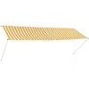 TANCYCO Abri Soleil Manuel Auvent Abat-Jour Pour Cour Jardin 350x150 Cm Jaune Et Blanc -Pergola Soldes 64081036 1