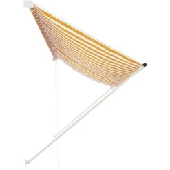 TANCYCO Abri Soleil Manuel Auvent Abat-Jour Pour Cour Jardin 350x150 Cm Jaune Et Blanc -Pergola Soldes 64081036 3