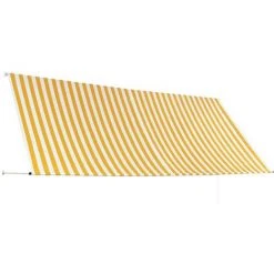 TANCYCO Abri Soleil Manuel Auvent Abat-Jour Pour Cour Jardin 350x150 Cm Jaune Et Blanc -Pergola Soldes 64081036 4