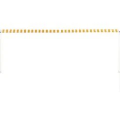 TANCYCO Abri Soleil Manuel Auvent Abat-Jour Pour Cour Jardin 350x150 Cm Jaune Et Blanc -Pergola Soldes 64081036 5