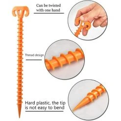 FR-LIFE BR-Vie Ongles Au Sol Piquets De Tente En Plastique PP De Qualité, Corde Piquet Clou Pour La Tente D'Exterieur Equipement Accessoire De TentePour Plage, Plage, Jungle, Boue.Jaune(20cm×4.5cm, 20 Pcs) -Pergola Soldes 64136068 4