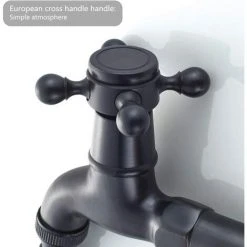 CARILLONSàVENT Robinet De Machine à Laver En Laiton Avec Bec D'évier G1/2 - Robinet De Vadrouille à Poignée Croisée Antique Pour Lavabo Jardin(Noir) Carivent -Pergola Soldes 64141888 4