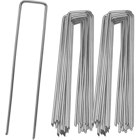 Hengda 200x Ancre Au Sol Piquets En Acier Galvanisé 150x25mm Ancrage Au Sol Pour Bâches Filets De Jardinage En U Arrondi - Argent 3 Hengda 200x Ancre Au Sol Piquets En Acier Galvanisé 150x25mm Ancrage Au Sol Pour Bâches Filets De Jardinage En U Arrondi - Argent