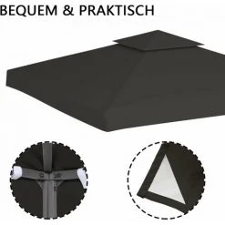 Hengda Toit De Rechange 3x3M Avec Conduit De Cheminée Toit De Pavillon Imperméable Bâche De Toit Pour Tente De Réception - Anthracite -Pergola Soldes 64306429 5