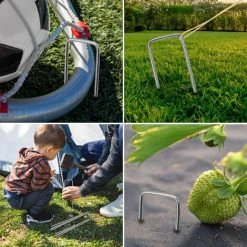 TolleTour 150x Ancre Au Sol Piquets En Acier Galvanisé 150x25mm Ancrage Au Sol Pour Bâches Filets De Jardinage En U Arrondi - Argent -Pergola Soldes 64307999 4