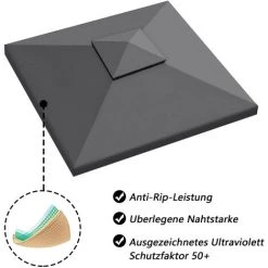 TolleTour Toit De Rechange 3x3M Avec Conduit De Cheminée Toit De Pavillon Imperméable Bâche De Toit Pour Tente De Réception - Anthracite -Pergola Soldes 64308314 4