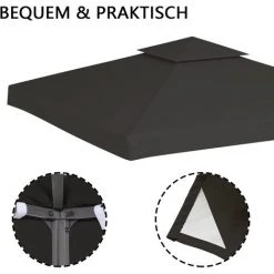 TolleTour Toit De Rechange 3x3M Avec Conduit De Cheminée Toit De Pavillon Imperméable Bâche De Toit Pour Tente De Réception - Anthracite -Pergola Soldes 64308314 5