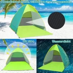 MINKUROW Abri De Plage, Tente De Plage Portable Extra Légère, Abri Solaire Pour 2-3 Personnes, Y Compris Sac De Transport Et Piquets De Tente, Protection UV, Tente De Plage Pour Famille, Plage, Jardin, Camping Rose + Rose (vert) -Pergola Soldes 64682322 2