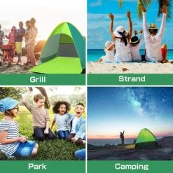 MINKUROW Abri De Plage, Tente De Plage Portable Extra Légère, Abri Solaire Pour 2-3 Personnes, Y Compris Sac De Transport Et Piquets De Tente, Protection UV, Tente De Plage Pour Famille, Plage, Jardin, Camping Rose + Rose (vert) -Pergola Soldes 64682322 5