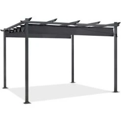 IDMARKET Pergola Toit Rétractable 4 Pieds 3x4 M Tonnelle Gris Anthracite -Pergola Soldes 6473977 2