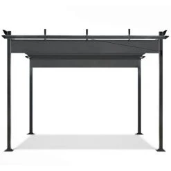 IDMARKET Pergola Toit Rétractable 4 Pieds 3x4 M Tonnelle Gris Anthracite -Pergola Soldes 6473977 4