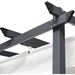 IDMARKET Pergola Toit Rétractable 4 Pieds 3x4 M Tonnelle écrue - Beige -Pergola Soldes 6473979 3