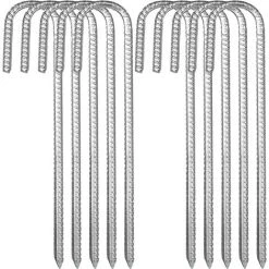 LLOVE Ancres De Sol En Lot De 10, Piquets De Tente En Acier Galvanisé,piquets De Fixation Avec Crochet En J, 12 Pouces Trampoline Auvent Ancrage Au Sol En Acier Très Résistant