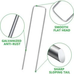 LLOVE Piquets De Jardin, Piquets De Fixation De Jardin, Piquets De Fixation Tente 2,5 Mm D'épaisseur, 15 Cm/2,5 Cm, Pour Fixer Le Tissu De Mauvaises Herbes, Les Feuilles De Sol (50 PCS /4 Rondelle) -Pergola Soldes 64871332 4