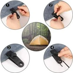 PERLE RARE Tarp Clips Clips De Bâche Clip Tente Plastique De Bâche Sécurise Multifonctions Pinces Noir Clip De Bâche Réglable Accessoires Pour Auvent Tarp Camping En Plein Air 12pcs -Pergola Soldes 64904488 4