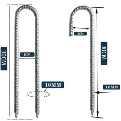 PERLE RARE Piquets De Tente En Acier 4 Pièces Kit Fixation Trampoline En J Galvanisé Tente Pour Trampoline Pour Tente De Camping Balançoire Auvents De Trampoline (10 Mm X 30 Cm) 9 PERLE RARE Piquets De Tente En Acier 4 Pièces Kit Fixation Trampoline En J Galvanisé Tente Pour Trampoline Pour Tente De Camping Balançoire Auvents De Trampoline (10 Mm X 30 Cm) -Pergola Soldes 64904521 3