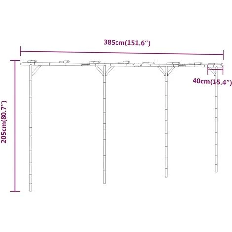 VidaXL Pergola Bambou 385x40x205 Cm - Brun 5 VidaXL Pergola Bambou 385x40x205 Cm - Brun – Image 3