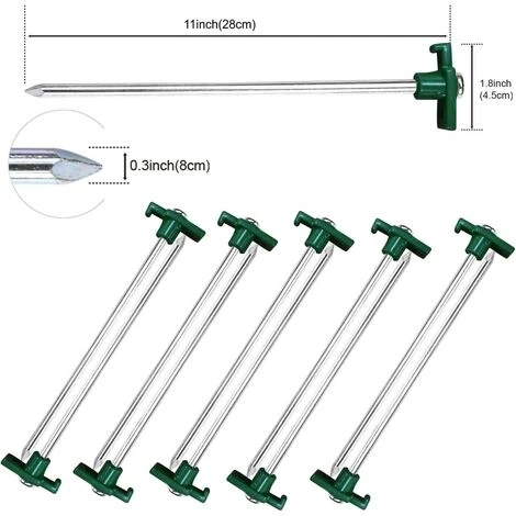 Ensemble Vert De 10 Piquets De Tente Robustes, Ancres Dures, 25 Cm, Enjeux De Terrain, Accessoires De Camping, Acier Galvanisé 56Vingt 4 Ensemble Vert De 10 Piquets De Tente Robustes, Ancres Dures, 25 Cm, Enjeux De Terrain, Accessoires De Camping, Acier Galvanisé 56Vingt – Image 2