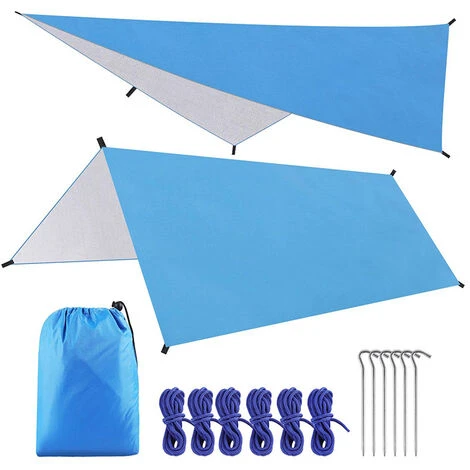 Camping Tente Tarp 3 * 3M Etanche à Coupe-vent De La Pluie Tente De Pluie Plueule Tarp Portable Tarpaulin Shelter Sunshade Canopy, Pour La Pêche En Plein Air Randonnée En Camping (Couleur: Bleu) 56Vingt 3 Camping Tente Tarp 3 * 3M Etanche à Coupe-vent De La Pluie Tente De Pluie Plueule Tarp Portable Tarpaulin Shelter Sunshade Canopy, Pour La Pêche En Plein Air Randonnée En Camping (Couleur: Bleu) 56Vingt