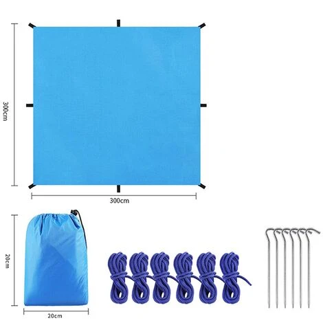 Camping Tente Tarp 3 * 3M Etanche à Coupe-vent De La Pluie Tente De Pluie Plueule Tarp Portable Tarpaulin Shelter Sunshade Canopy, Pour La Pêche En Plein Air Randonnée En Camping (Couleur: Bleu) 56Vingt 4 Camping Tente Tarp 3 * 3M Etanche à Coupe-vent De La Pluie Tente De Pluie Plueule Tarp Portable Tarpaulin Shelter Sunshade Canopy, Pour La Pêche En Plein Air Randonnée En Camping (Couleur: Bleu) 56Vingt – Image 2