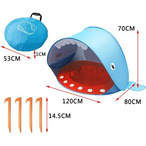 GALOZZOIT Tente De Plage Avec Protection Structure Pop-up Légère, Se Plie Et Se Range Facilement Dans Un Sac. Fournie Avec 4 Fixations Au Sol.——120x80x70cm Maquette Baleine-Bleu 3 GALOZZOIT Tente De Plage Avec Protection Structure Pop-up Légère, Se Plie Et Se Range Facilement Dans Un Sac. Fournie Avec 4 Fixations Au Sol.——120x80x70cm Maquette Baleine-Bleu