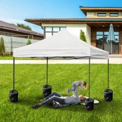 Froadp Ensemble De 4 Supports De Pieds De Pavillon En HDPE, Pouvant être Remplis D'eau Ou De Sable, Pieds Stabilisateurs De Pavillon Pour Auvents De Gazebo, Tentes De Fête De Jardin, Noir -Pergola Soldes 65112609 4