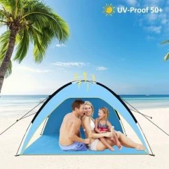 PERLE RARE Tente De Plage, Grande Tente De Plage Pour 3-4 Personnes UPF 50+ Abri De Plage Tente De Camping De Plage Portable Pour Pique-nique En Famille, Pêche, Plage, Jardin Et Activités De Plein Air -Pergola Soldes 65177667 3