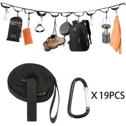 PERLE RARE Sangle De Rangement Pour Camping, Corde à Linge D'extérieur Avec 19 Boucles Cousues, Sangles De Rangement Pour Tente Pour Voyage, Randonnée, Pique-nique -Pergola Soldes 65178182 5