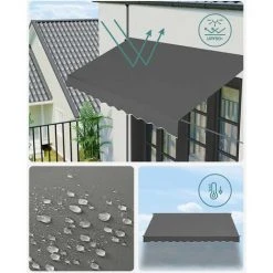 HELLOSHOP26 Store Banne Manuel Store Extérieur Terrasse Réglable En Hauteur Avec Manivelle Protection Solaire Pour Balcon Terrasse Jardin 350 X 130 Cm Gris Anthracite - Gris -Pergola Soldes 65316150 2