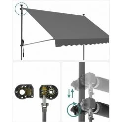 HELLOSHOP26 Store Banne Manuel Store Extérieur Terrasse Réglable En Hauteur Avec Manivelle Protection Solaire Pour Balcon Terrasse Jardin 350 X 130 Cm Gris Anthracite - Gris -Pergola Soldes 65316150 3