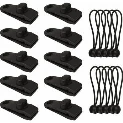 L'FLANEUR Lot De 10 Pinces De Fixation Pour Tente, Tente, Auvent, Bannières, Bateau, Jardinage - Noir ANEUR