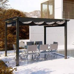 CONCEPT-USINE Tonnelle Autoportante 3x3m, Structure Alu Toile Grise REGIA - Gris -Pergola Soldes 6537514 2