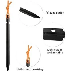 BDD 12 Piquets De Tente, Piquets De Tente Robustes En Forme De Y Pour L'extérieur, La Plage Et La Randonnée (noir) -Pergola Soldes 65376103 3