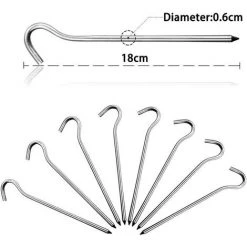 AOUGO Lot De 14 Piquets De Tente, Crochets De Tente En Métal Robustes, Piquets De Camping, Piquets De Sol, Piquets De Tente, Piquets De Bâche, Longs Piquets De Tente Légers, Grands Piquets De Chapiteau Pour Sol Dur, Camping, Plage, Filet De Voyage. -Pergola Soldes 65392918 3