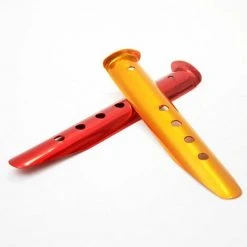 ILOVEMILAN 2 Pièces Clous De Tente En Alliage D'aluminium 23 Cm Clous De Sable Légers Clous De Tente De Fixation De Pieu De Sol Pour Camping Randonnée Bâches D'auvent (or + Rouge)