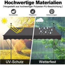 UISEBRT Store Banne Manuel, Store Balcon Avec Manivelle Hauteur Réglable Sans Perçage Protection UV, Solaire, Résistant Aux Intempéries Pour Balcon, Terrasse, Jardin (150 X 120 Cm, Gris Foncé) 9 UISEBRT Store Banne Manuel, Store Balcon Avec Manivelle Hauteur Réglable Sans Perçage Protection UV, Solaire, Résistant Aux Intempéries Pour Balcon, Terrasse, Jardin (150 X 120 Cm, Gris Foncé) -Pergola Soldes 65671643 3