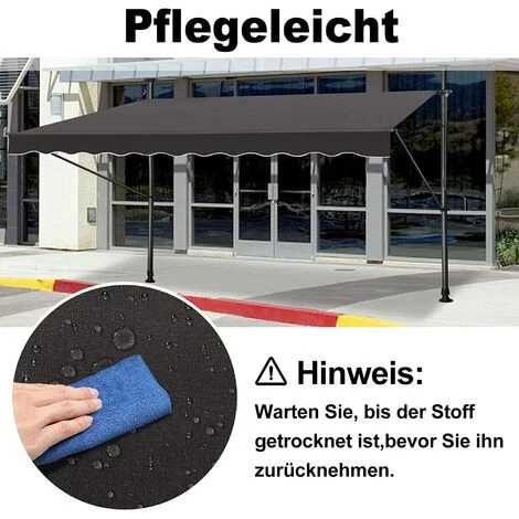 UISEBRT Store Banne Manuel, Store Balcon Avec Manivelle Hauteur Réglable Sans Perçage Protection UV, Solaire, Résistant Aux Intempéries Pour Balcon, Terrasse, Jardin (150 X 120 Cm, Gris Foncé) 7 UISEBRT Store Banne Manuel, Store Balcon Avec Manivelle Hauteur Réglable Sans Perçage Protection UV, Solaire, Résistant Aux Intempéries Pour Balcon, Terrasse, Jardin (150 X 120 Cm, Gris Foncé) – Image 5