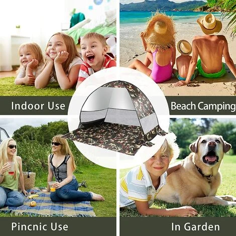 YIDOMDE Tente De Plage Pop-up Automatique, Anti-UV,imperméable,Grande Tente Instantanée Pour Camping En Plein Air,pour Enfants Et Adultes,familles,Plage,Camping - Camouflage 4 YIDOMDE Tente De Plage Pop-up Automatique, Anti-UV,imperméable,Grande Tente Instantanée Pour Camping En Plein Air,pour Enfants Et Adultes,familles,Plage,Camping - Camouflage – Image 2