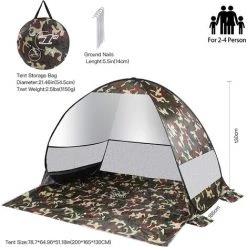 YIDOMDE Tente De Plage Pop-up Automatique, Anti-UV,imperméable,Grande Tente Instantanée Pour Camping En Plein Air,pour Enfants Et Adultes,familles,Plage,Camping - Camouflage 11 YIDOMDE Tente De Plage Pop-up Automatique, Anti-UV,imperméable,Grande Tente Instantanée Pour Camping En Plein Air,pour Enfants Et Adultes,familles,Plage,Camping - Camouflage -Pergola Soldes 65745113 5