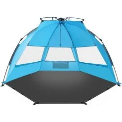 YIDOMDE [Lot De 4] Tente De Plage Pare-soleil Repliable Abris De Plage Protection Solaire UPF 50 Plus UV Parasol Montage Rapide Automatique Pop Up Beach 3 Mesh Fenêtres Autoportrait De Bébé De Plage Instantanée Portative Léger 4.7 Livres,Tent Coins Renfor